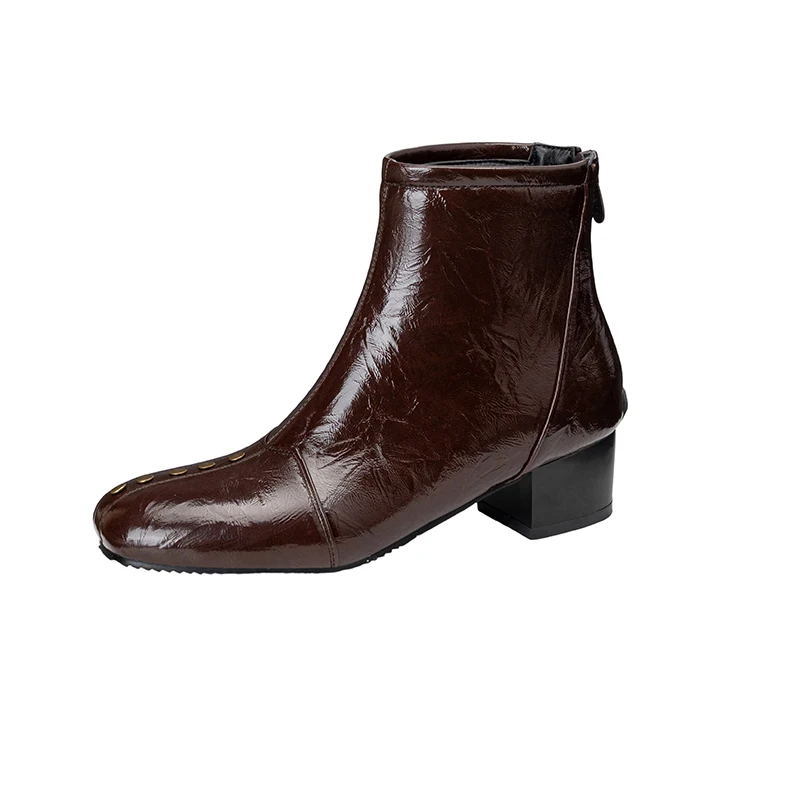 High quality autumn and winter women's shoes Thick Heel Square toes Fashion trend simple and elegant New women's boots Retro