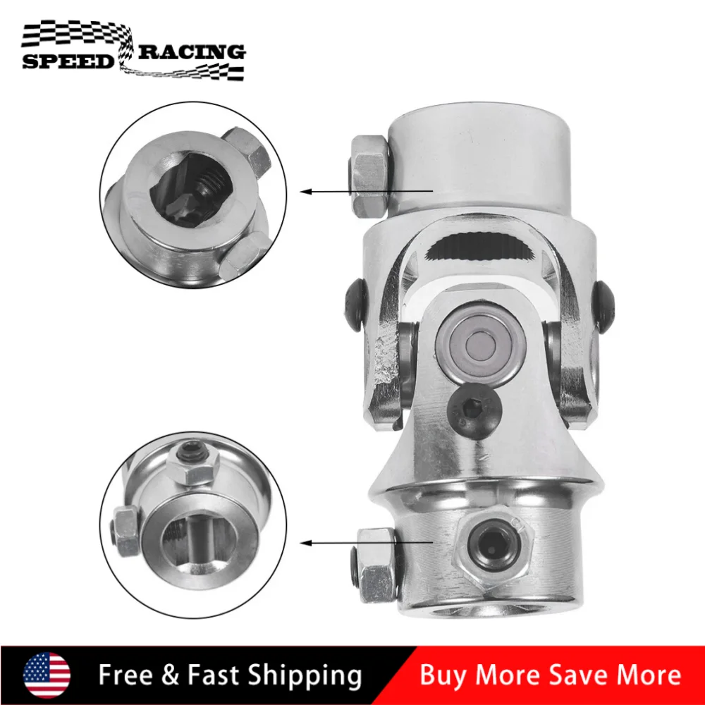 

Steering Shaft Coupler 3/4-36 Spline 3/4 DD U-Joint For 1997-2002 Ford E-150 Econoline Club Wagon Chateau 4.2L 4.6L 5.4L Silver