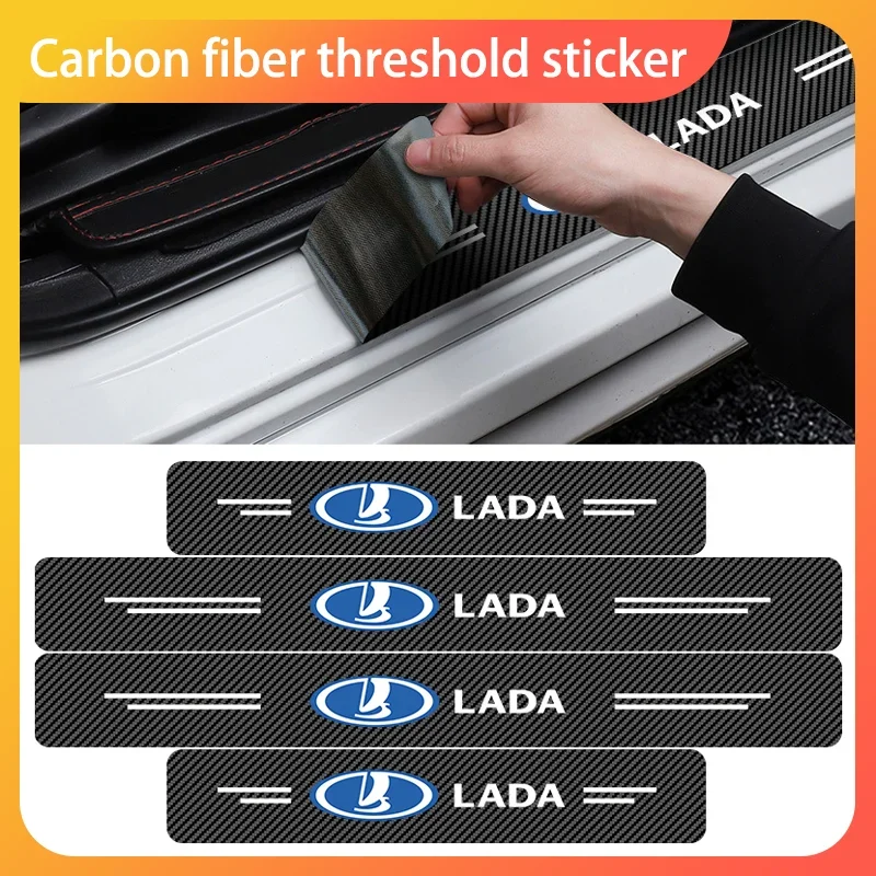 

Car Door Sill Carbon Fiber Sticker Threshold Side Anti Scratch Tape Waterproof For Lada Granta Vaz Kalina Priora Niva Samara 2