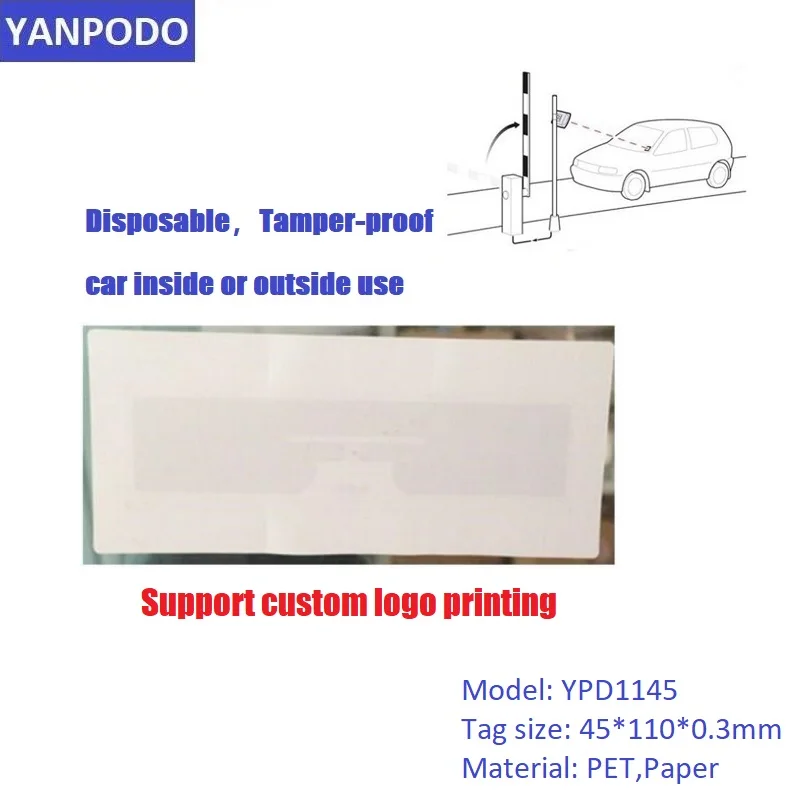 YANPODO PET,Paper Material Windshield Passive Labels 1-20M Long Read Range UHF RFID Sticker Tag for Gate Vehicle Management