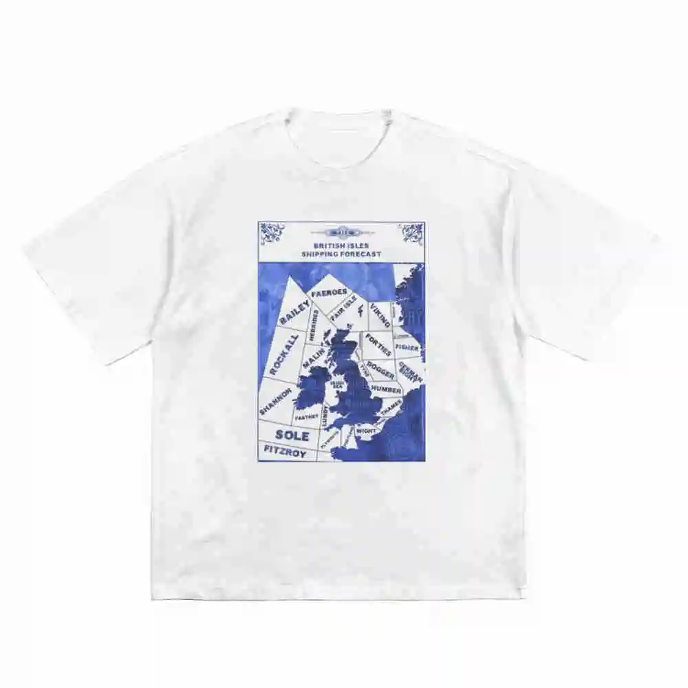 Shipping Forecast Map Short Sleeve Tee 100% Cotton T-Shirt
