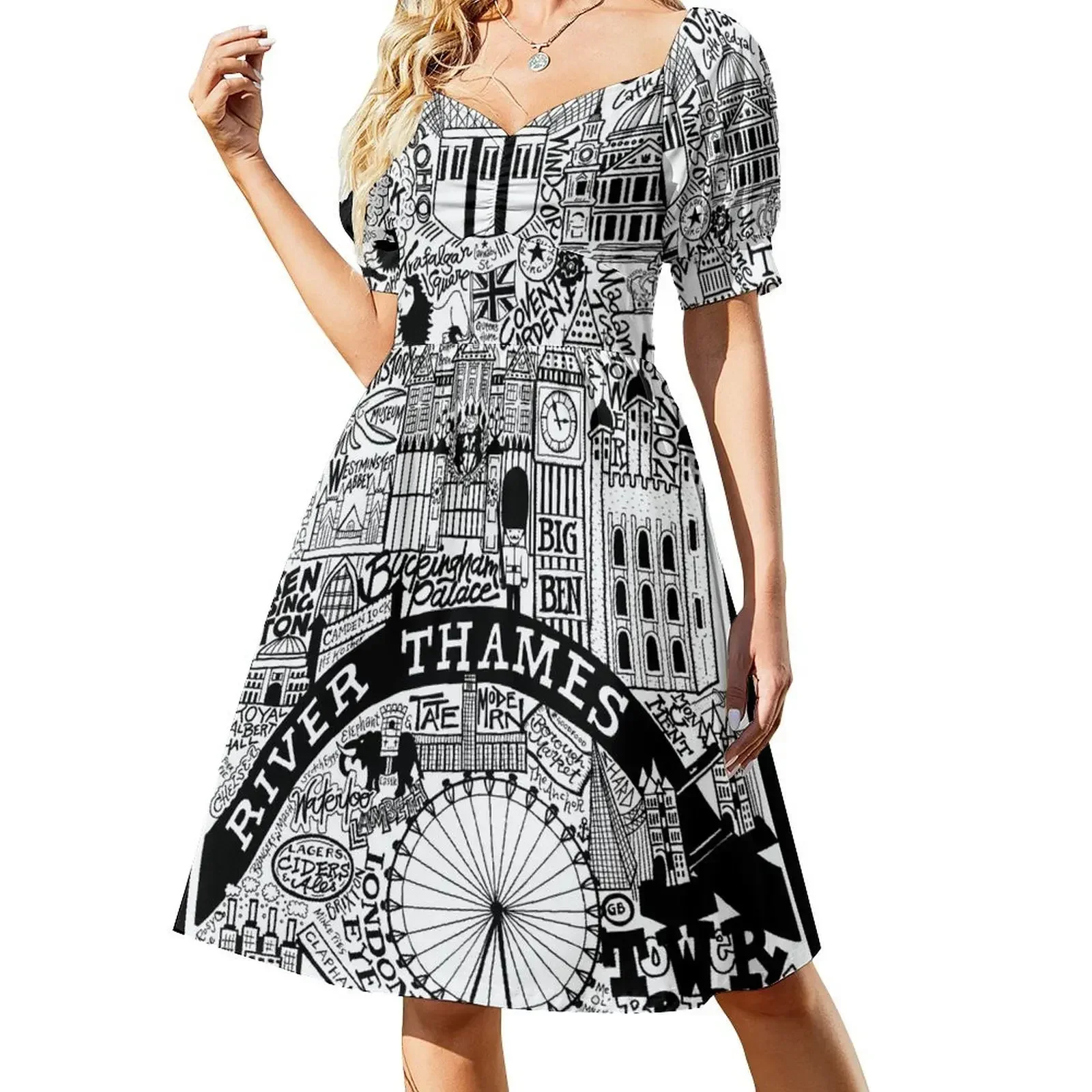 

LONDON ART SOUVENIRS Short-Sleeved Dress Clothing female Women's summer skirt elegant dresses plus sizes Women's dresses Dress