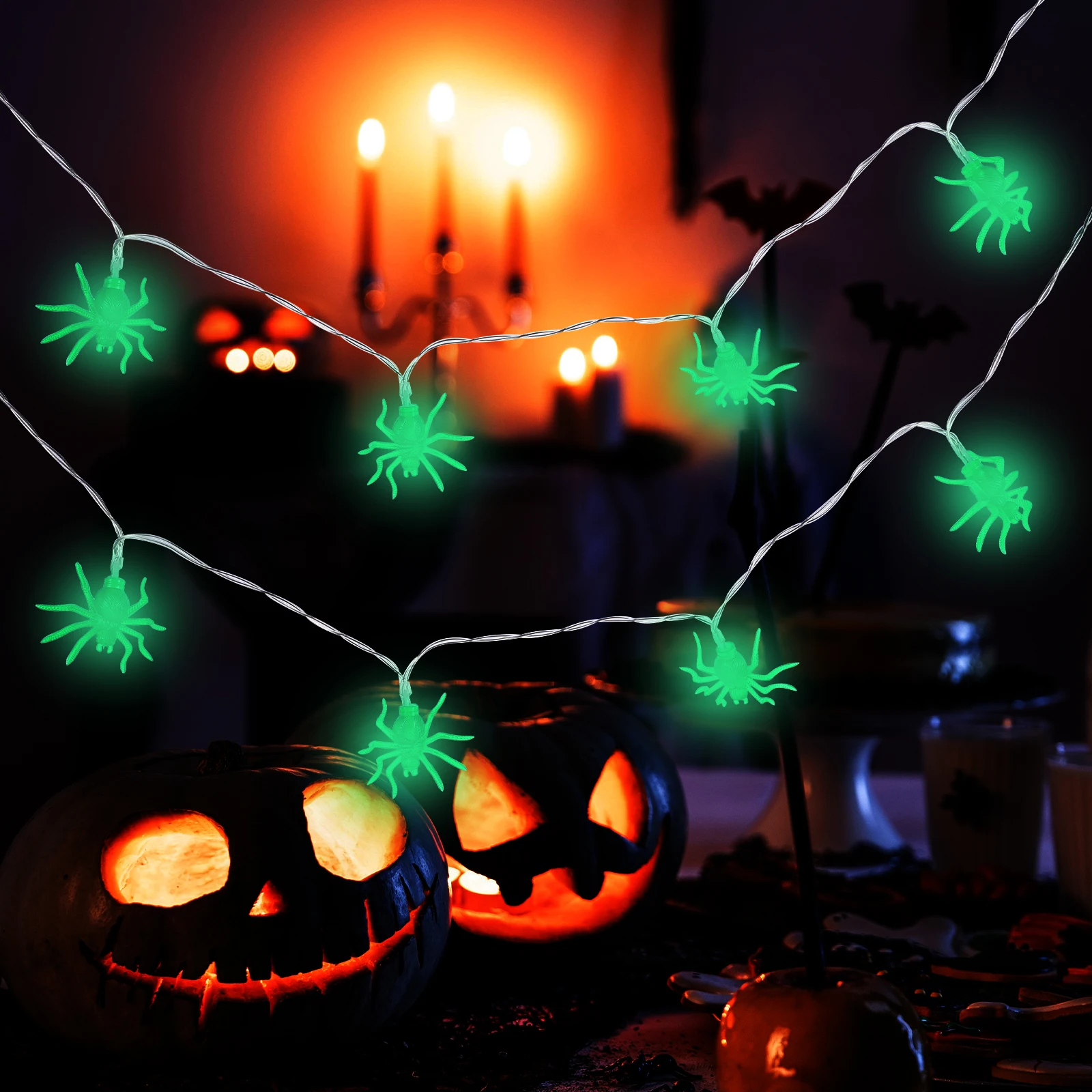 

LED String Lights Halloween Decorative Copper Wire Party Lanterns Scary Ambiance Safe Environmental Friendly