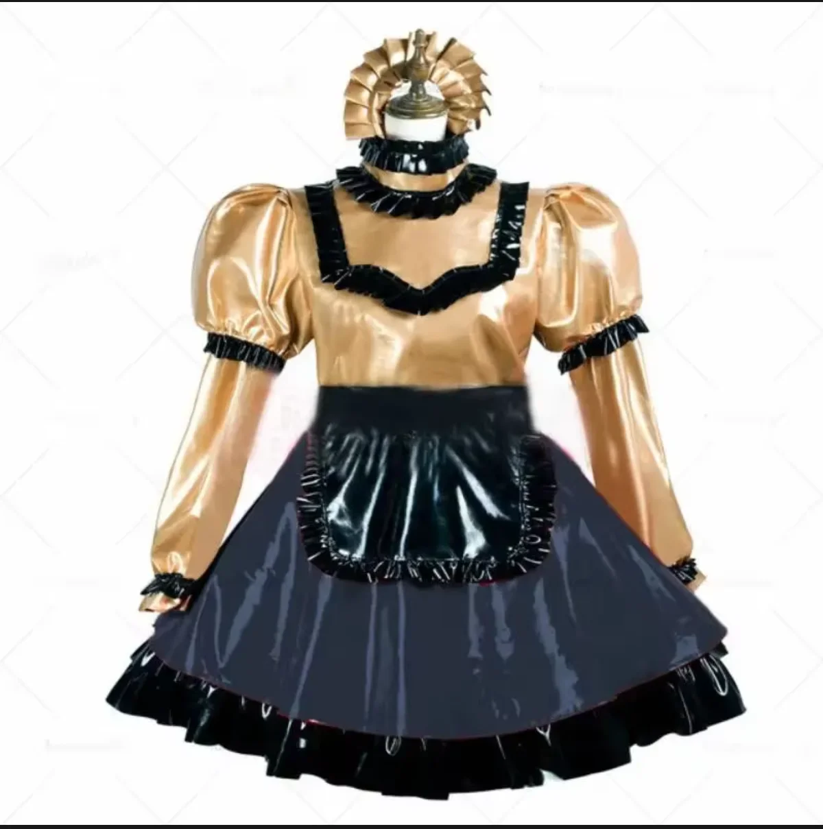 

Sissy Girls' Gothic Dress Pvc Adult Hot Selling Color Matching Popular Synthetic Leather High Neck Long SleevedFathion Retro
