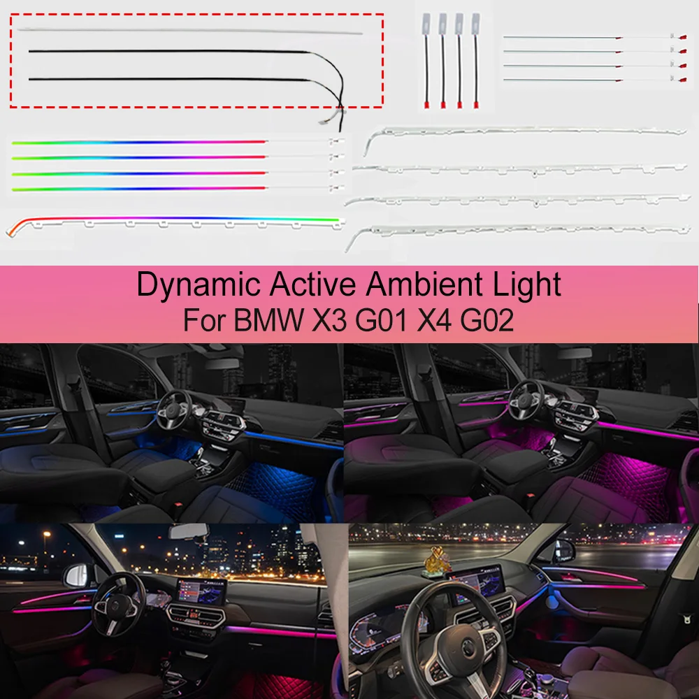 Dynamic Active Ambient Lighting For BMW X3 G01 X4 G02 11-Color Dynamic  Upgrade Accessories Atmosphere Lights car accessories