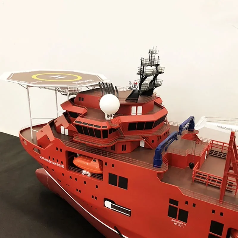 Barco de apoyo para buceo a control remoto, ingeniería marina de simulación de juguete, modelo de barco terminado, colección de adornos, 1/100