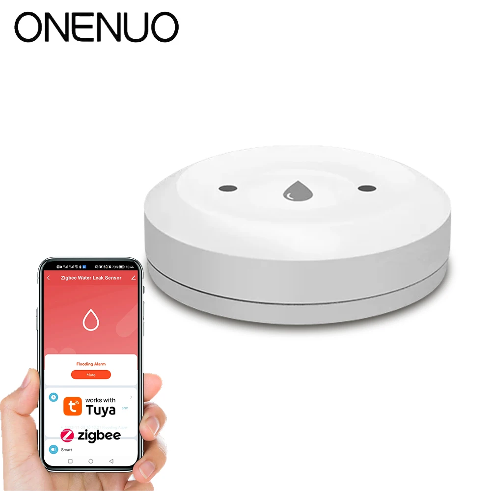 ONENUO Tuya ZigBee Sensor de agua Detector de fugas Detector de fugas de agua de inundación alarma Control de vida inteligente funciona con Zigbee Gateway