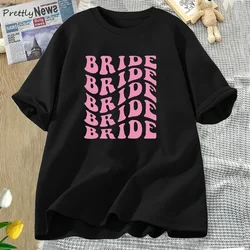 Retro Bride Bridesmaid T-Shirts Women Female Bridal Party Bachelorette Theme Party Tee Shirt Wedding Boho Bride Graphic Tshirt