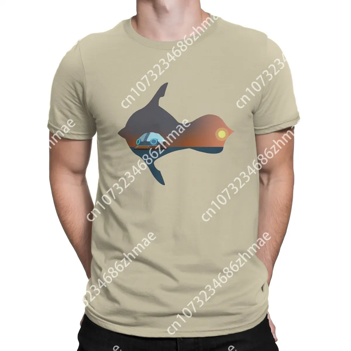 Funny Landscape Peeper T-Shirts for Men O Neck 100% Cotton T Shirts Subnautica Short Sleeve Tees S-3XL Tops