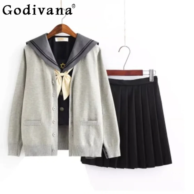 

Комплект: Новая женская рубашка JK большого размера с длинным рукавом и матросским воротником, модная плиссированная юбка А-силуэта с высокой талией, весна-осень