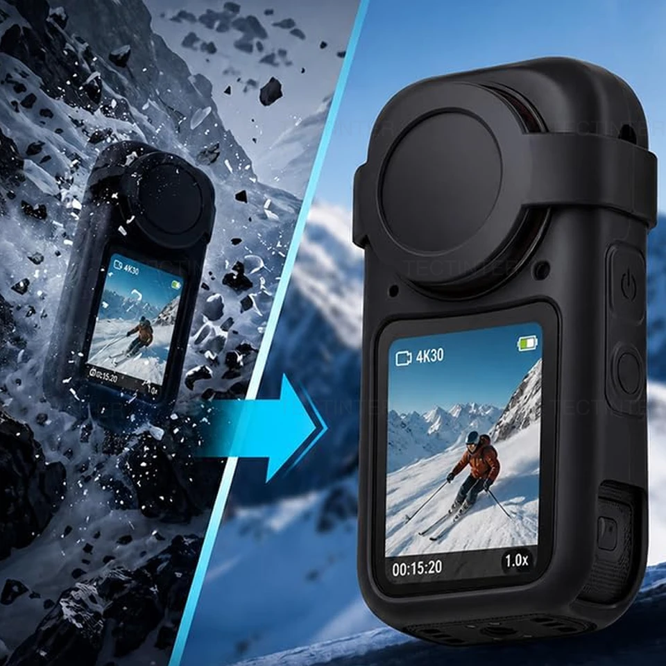 Silicone Case Cover For Insta360 X6 Soft Protective Shell with Lens Cap Kit Shockproof Sleeve Protect Action Camera Accessories