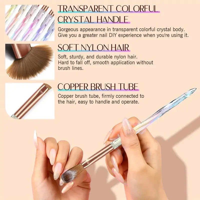 6pcs 3D Carving Brush Kit Acrylic Nail Brush Set Aurora Multi Size Professional Brushes Acrylic Application Powder Extension