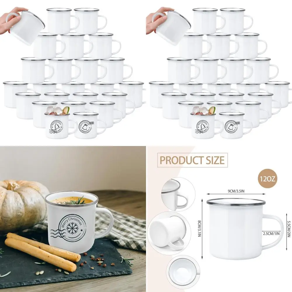 

Белая металлическая дорожная кружка на 12 унций с серебряным ободком, сублимационная заготовка для теплопередачи, идеально подходит для подарков на открытом воздухе и своими руками