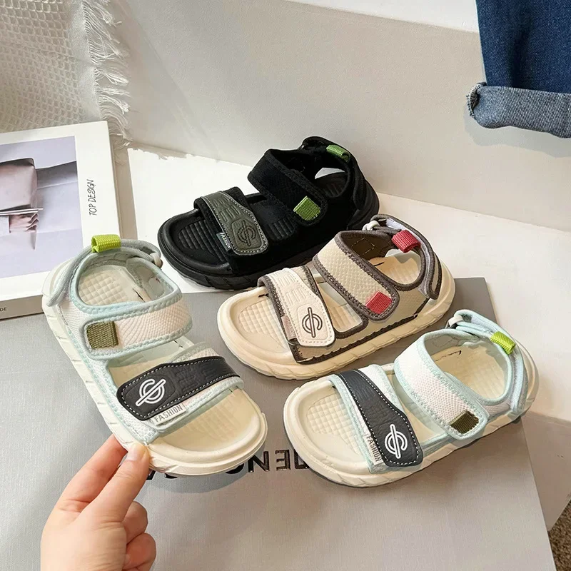 

Boys' sandals 2024 summer new Korean version of children's leisure sports cool soft soled CuHK children's open toe beach shoes