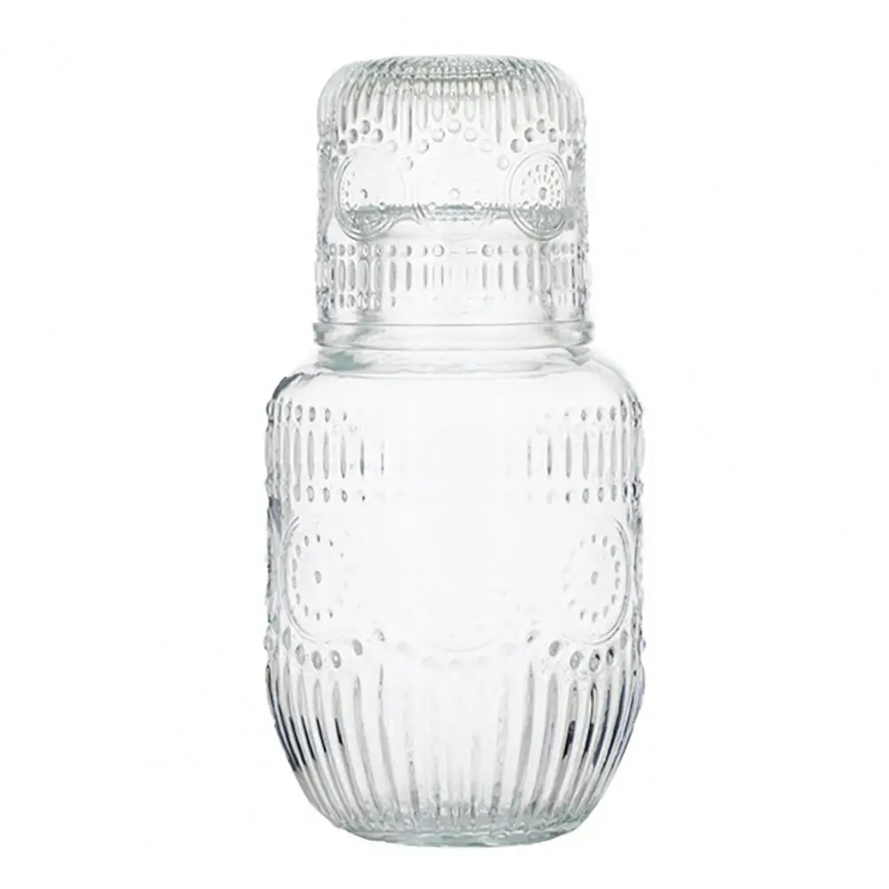 Kettle Space Saving Glass Jug Retro Water Carafe Glass Set Heat-resistant Juice Pitcher with Tumbler Cup Vintage Glass