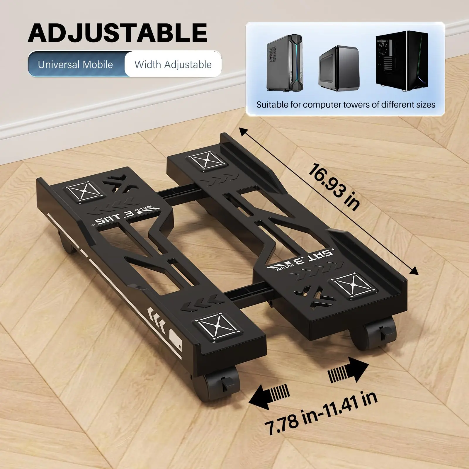 New CPU Stand Adjustable Bracket PC Holder Cart Mobile Computer Tower Stand with Rolling Caster Wheels Adjustable Desktop Stand