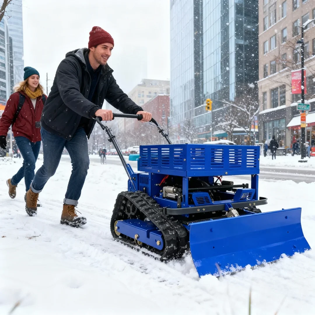 

Газонокосилка промышленного класса с дистанционным управлением по индивидуальному заказу — вездеходный робот, соответствующий CE и EPA с универсальной лопаткой для снега