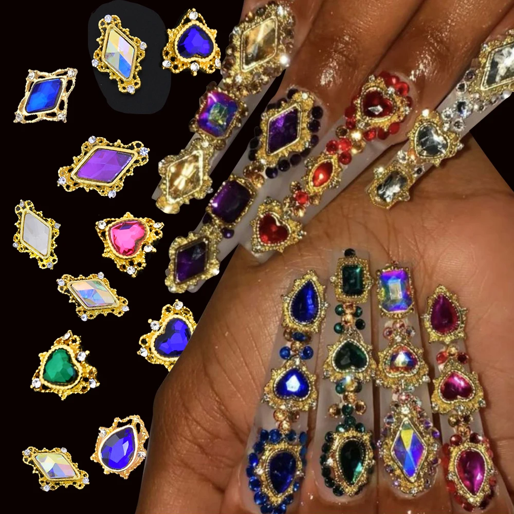 Boxed Luxury Shiny Planet Nail Charms Alloy Matal 3D Nail Art Rhinestone Bling Mix Styles Strass Diamond Manicure Decoration Gem