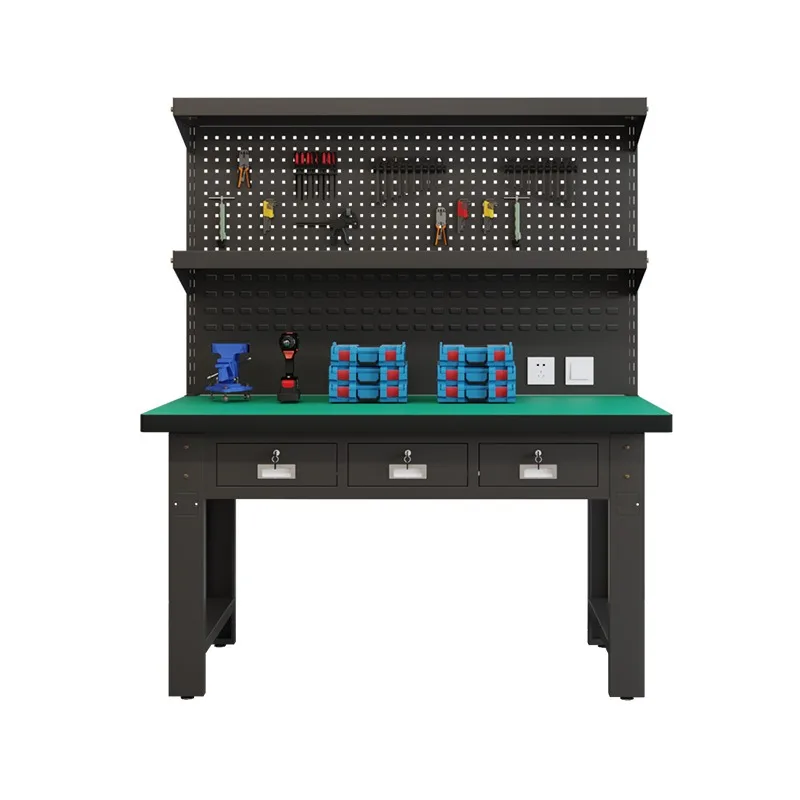 Anti Static Fitter Workbench With Stainless Steel Clad Tabletop And Bench Vise For Workshop Maintenance Assembly Laboratory Use
