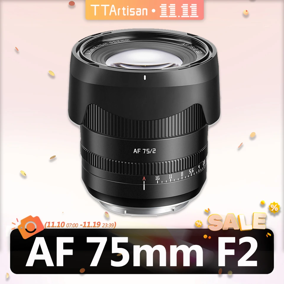 

TTArtisan AF 75mm F2 Full Frame Autofocus Lens for Portrait Photography with Sony E A6400 A7RIII ZVE-10 FX30 Fuji XF Nikon ZFC L
