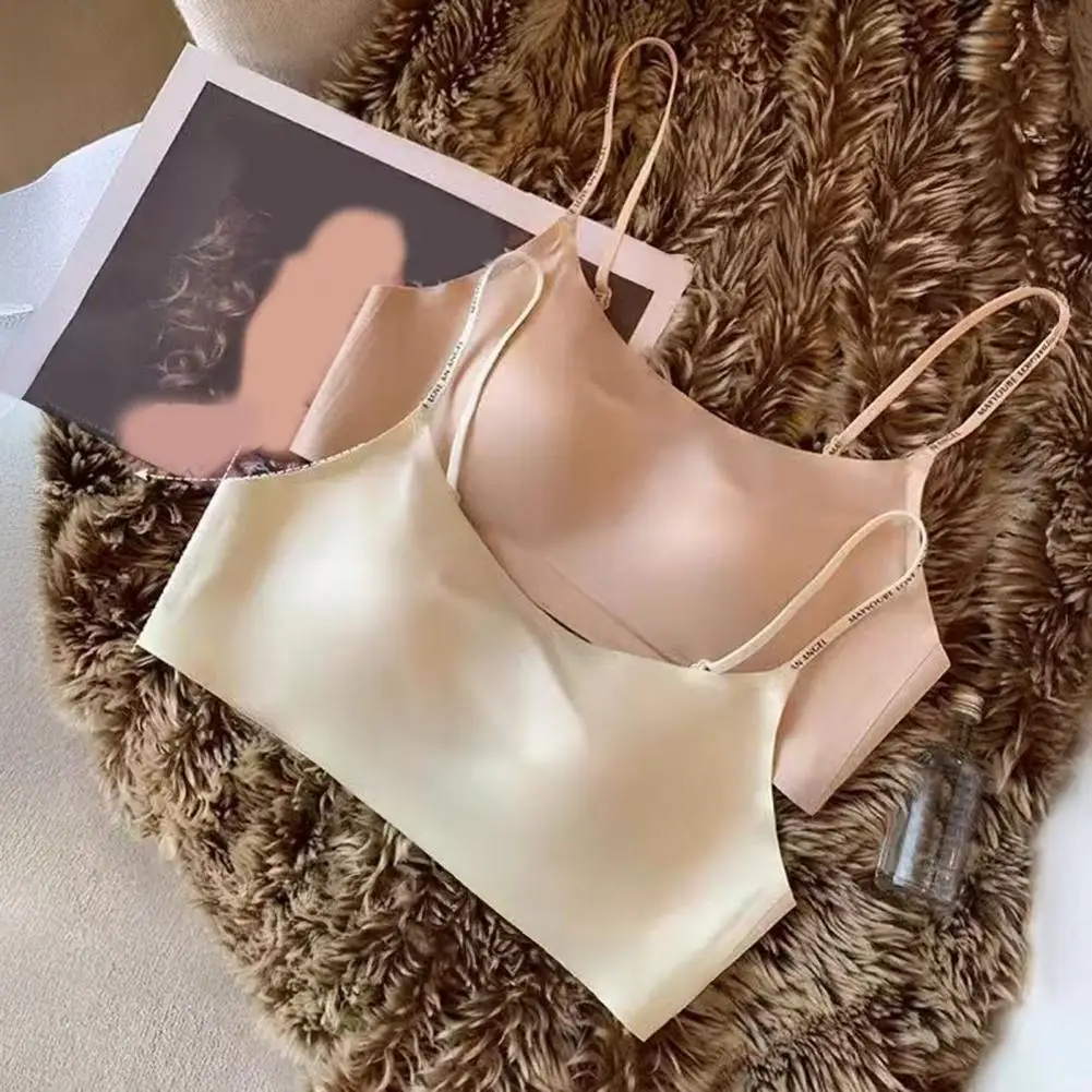 

Comfortable Lightweight Bra Satin Bralette with Adjustable Straps Wireless Support Padded Cups for Women for Everyday