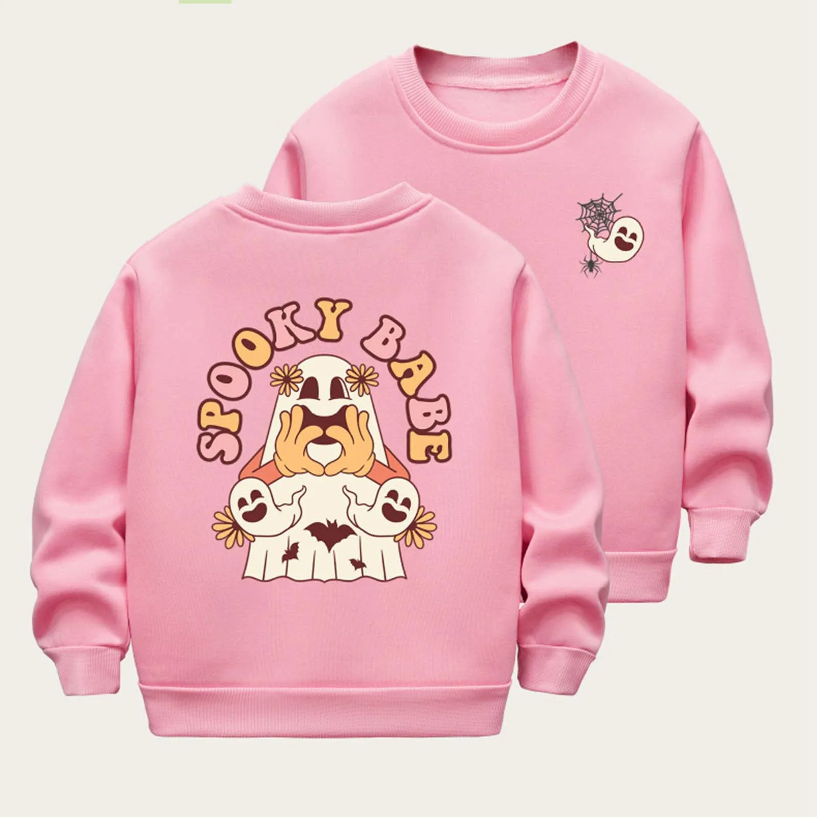 

2024 Halloween Kids Hoodies Pullovers Kids Boys Girls Clothes Baby Thicken Fleece Cute Print Sweatshirt Children's Warm Clothing