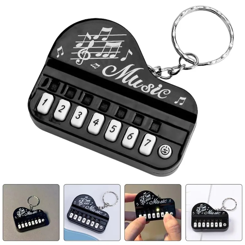 1 Pcs Creative Mini Electronic Piano Keychain Pendant Luminous Music Toy Small Gift