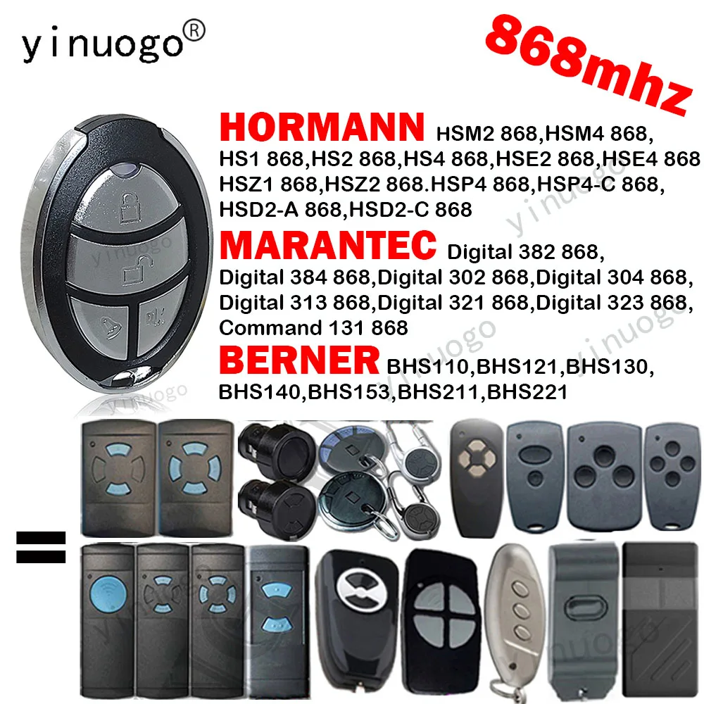 

Hormann HSM2 HSM4 HSE2 HSE4 HS4 868 Garage Door Remote Control Gate Opener Marantec Digital 302 382 BERNER BHS121 BHS120 868mhz