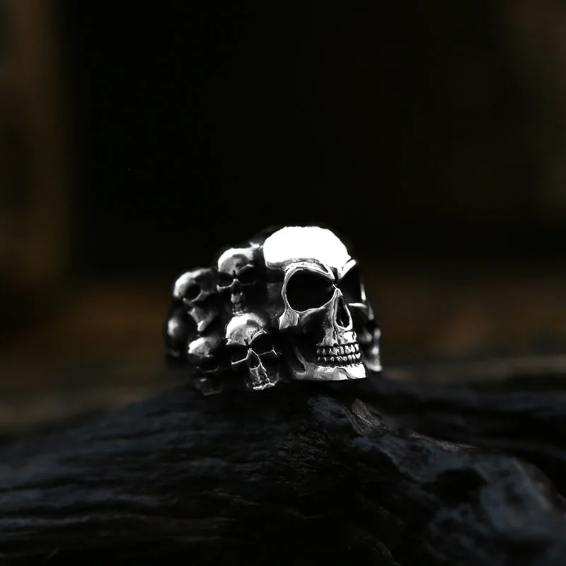 Beier New Store 316L Stainless Steel High Quality Biker Ring Punk Lots Of Skull Ring For Men Fashion Jewelry LLBR8-079R