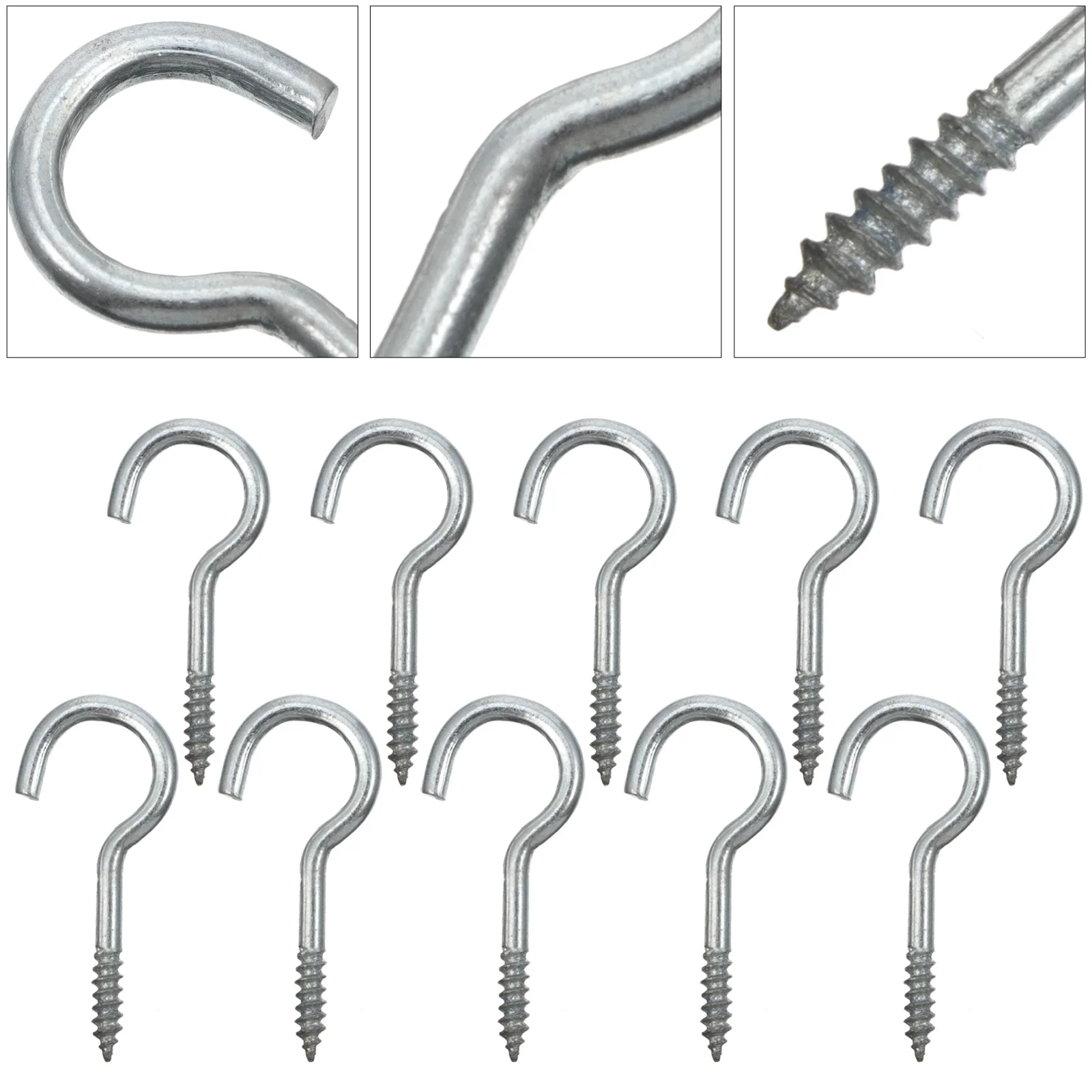 

100pcs Stainless Steel Screw Hooks Zinc Coated Rust Resistant For Hanging Cups Mugs Plants Lights Home Organization