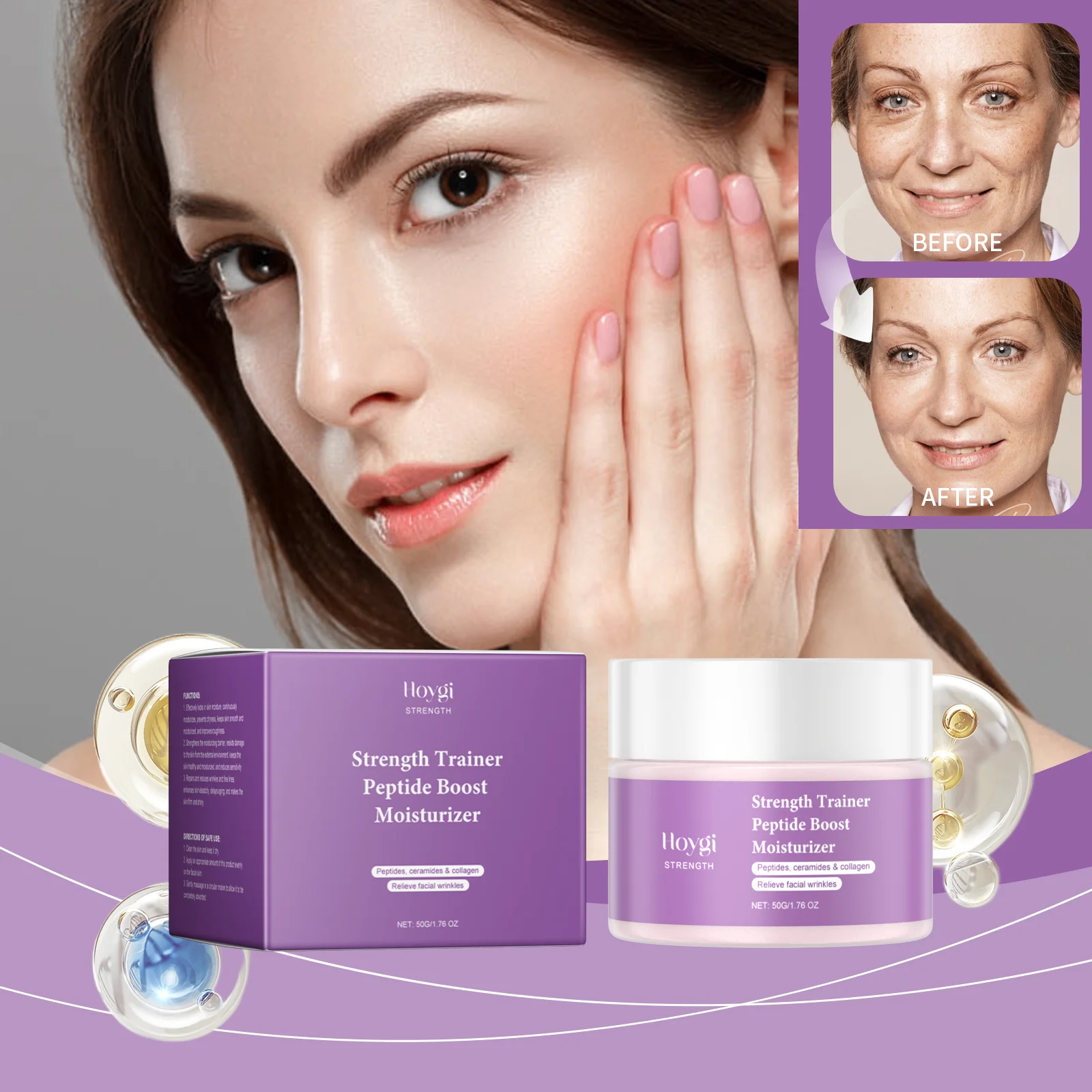 

Collagen Face Cream Hyaluronic Acid Moisturizer Improves Skin Improve Texture Reduce Fine Lines Hydrating Moisturizing Firming