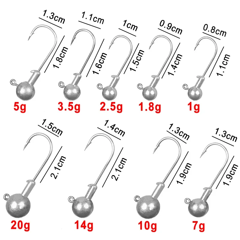 1.8g 2.5g 3.5g 5g 7g 10g 14g 20g manovella Jig Head Hook amo da pesca testa di piombo Jig Lure esche rigide per accessori per attrezzatura a vite