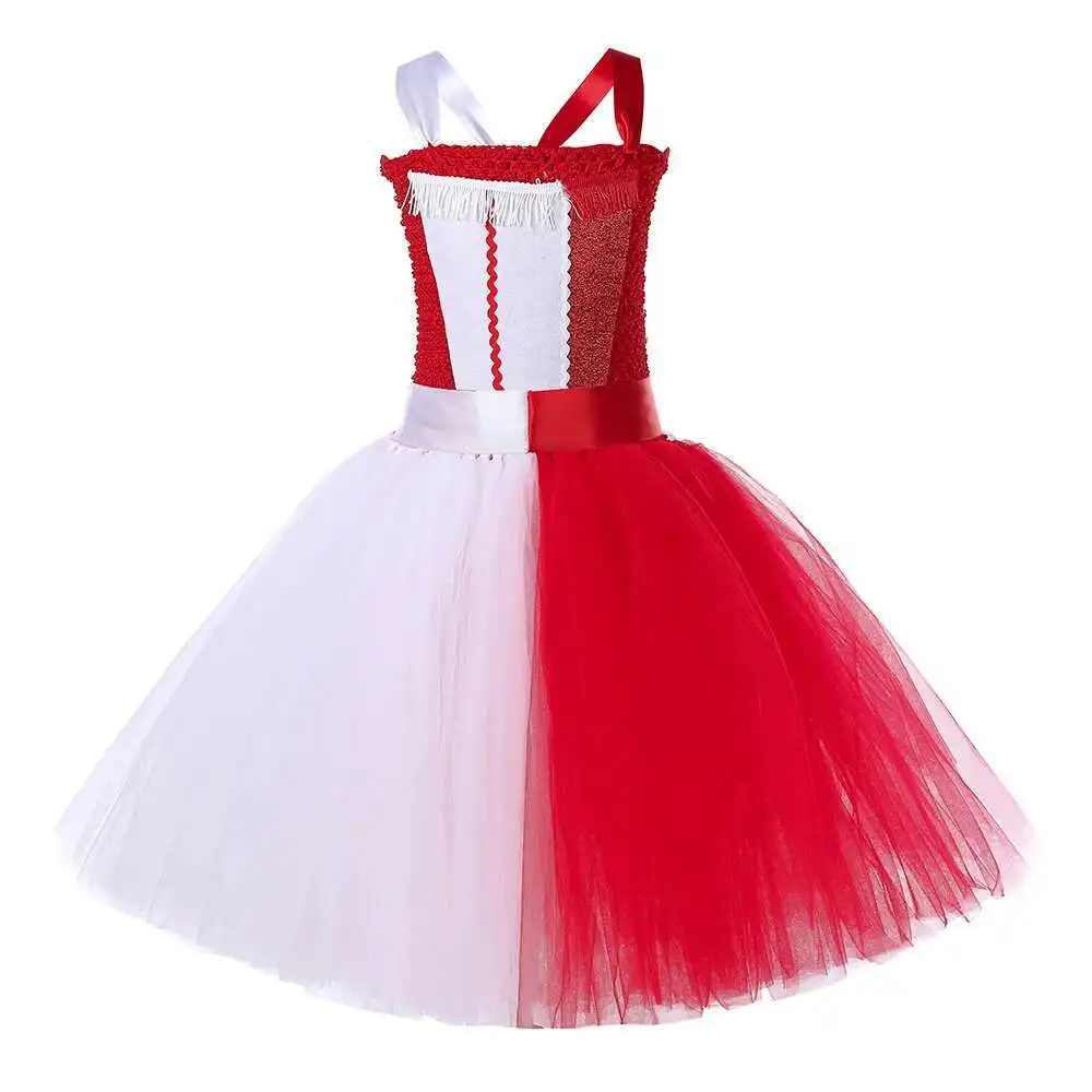 White Red Devil Angel Costumes for Girls Demon Angel Halloween Fancy Dress for Kids Carnival Party Outfit with Horns Wings Fork