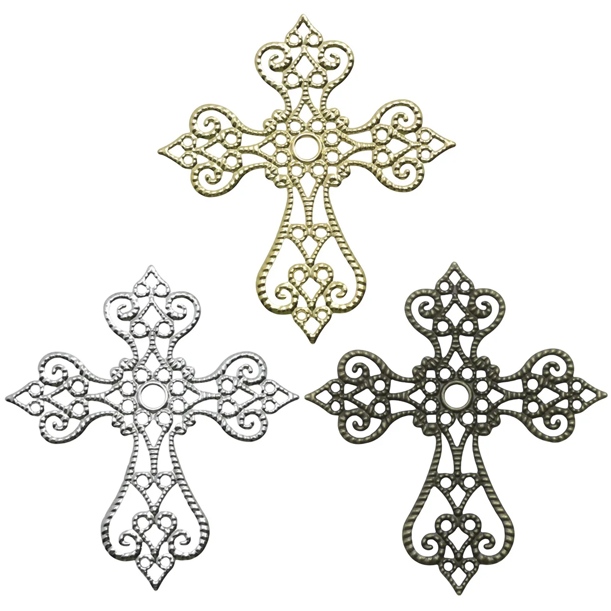 12pcs Filigree Cross Charms Pendants Tibetan Iron Findings Embellishments for DIY Necklace Earring Jewelry Making Accessories