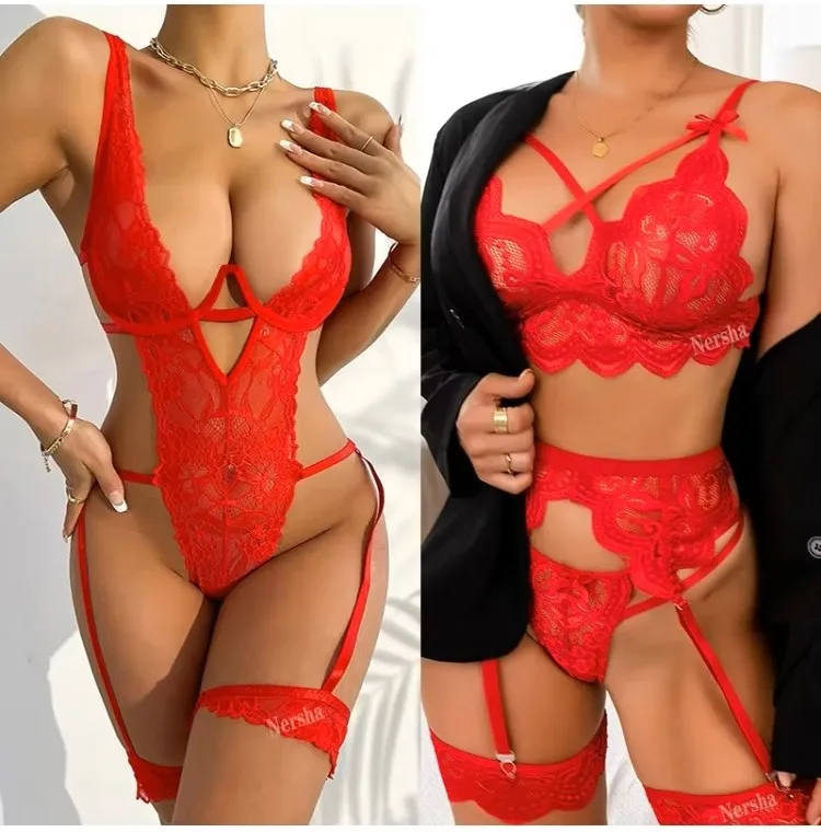 

Сексуальное женское белье, женская одежда для сна, кружевное нижнее белье, 3 шт., бюстгальтер, трусики, подвязки, комплекты эротического нижнего белья, сексуальный женский бюстгальтер, подарок на день Святого Валентина