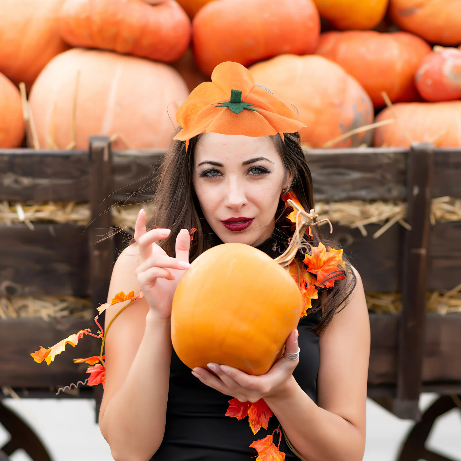 عصابة رأس على شكل يقطين الهالوين للنساء، قبعة يقطين كرتونية مريحة مناسبة للحفلات التنكرية، عصابة رأس للهالوين