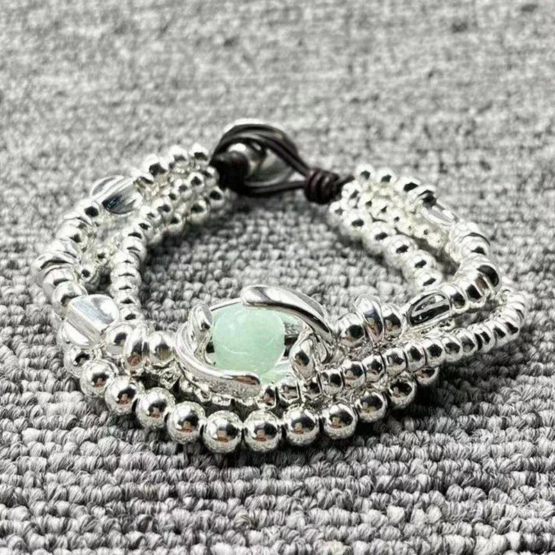 

2022 Popular in Europe and America Original Fashion Electroplated 925 Silver Round Jade Bracelet Festival Jewelry Gifts