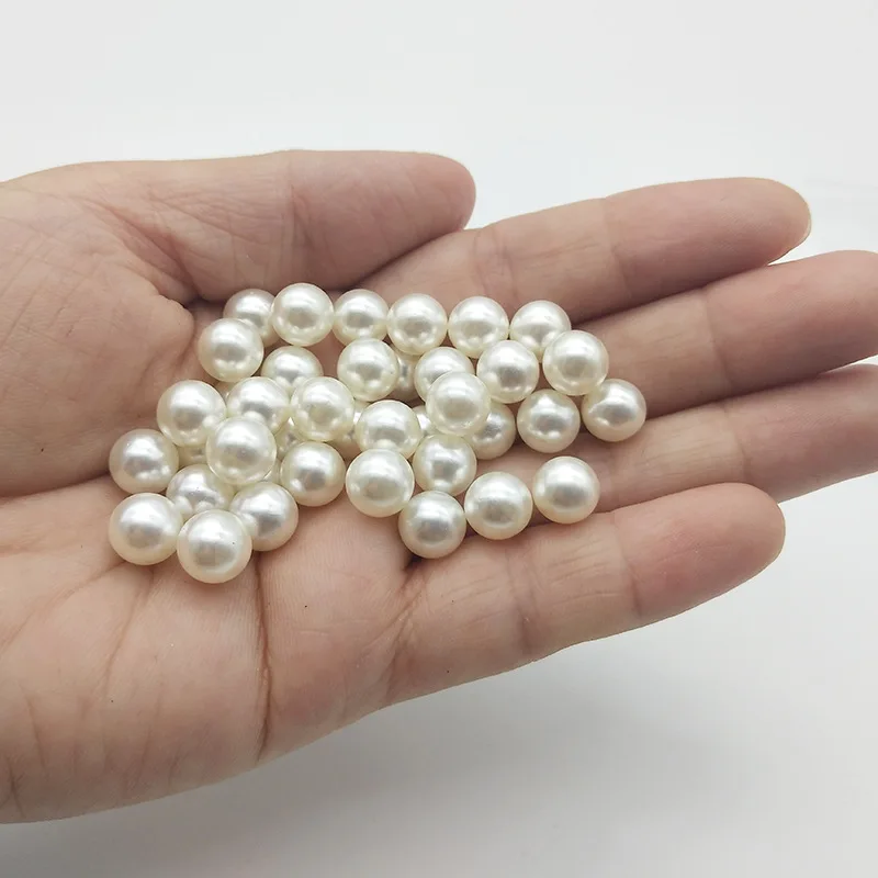 

R.GEM. Customized Size High Quality 8mm Round Rice White No Hole Loose ABS Pearl