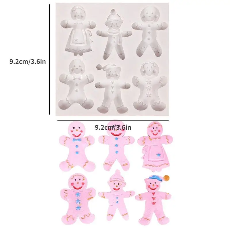 Christmas Gingerbread Man Silicone Mold Random Color Fondant Cake Chocolate Candy Clay Kitchen Tool