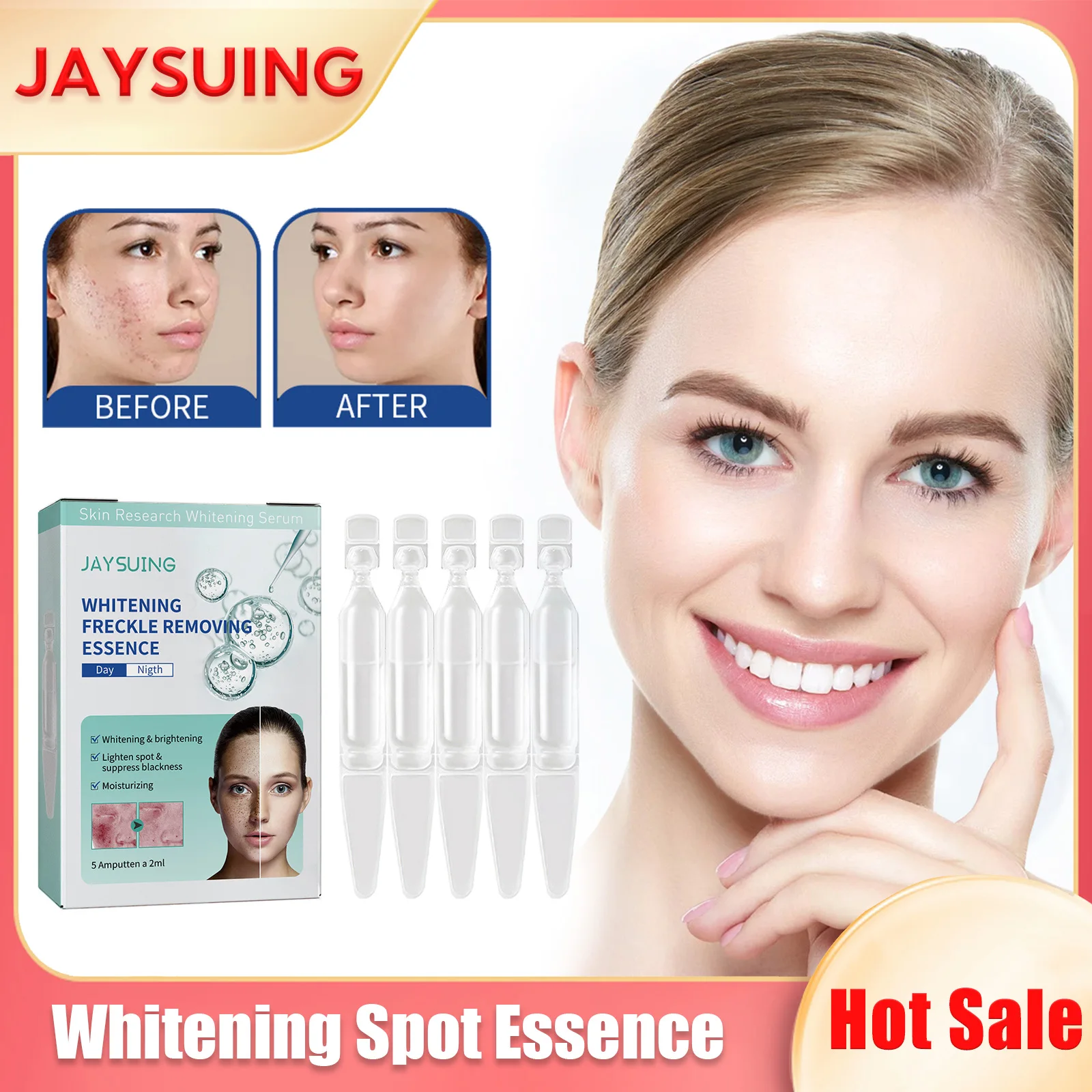 Whitening Freckle Serum Dark Spot Remover Melanin Correcting Fade Pigmentation Pore Shrinking Brightening Moisturizing Essence