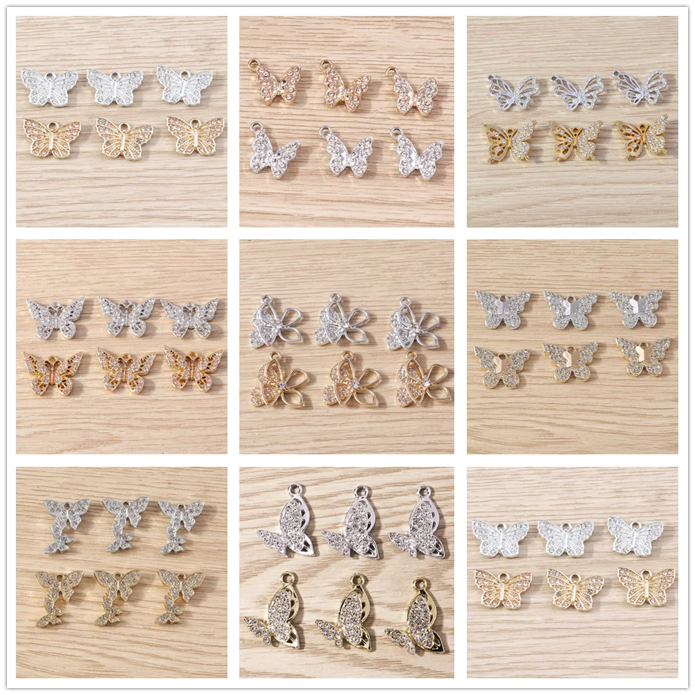 

Tusember 10pcs New Brilliant Pendants Clear Crystal Butterfly Charms for Jewelry Making Women Fashion Earrings Necklaces DIY