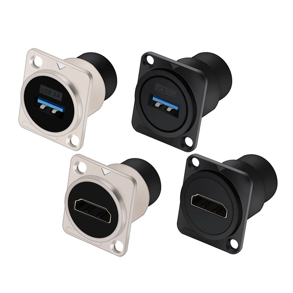 Module rond en métal de Type D RJ45 CAT6, USB 2.0/3.0, prise Type C et HDMI-Jack à travers le connecteur électronique de montage sur panneau réseau, 1 pièce