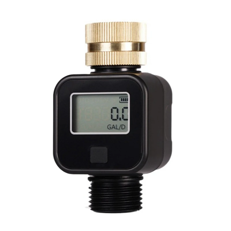 Water Flow Meter IPX6 Waterproof With Brass Inlet Thread For Measure Outdoor Garden Hose Water Tank Lawn Sprinkler