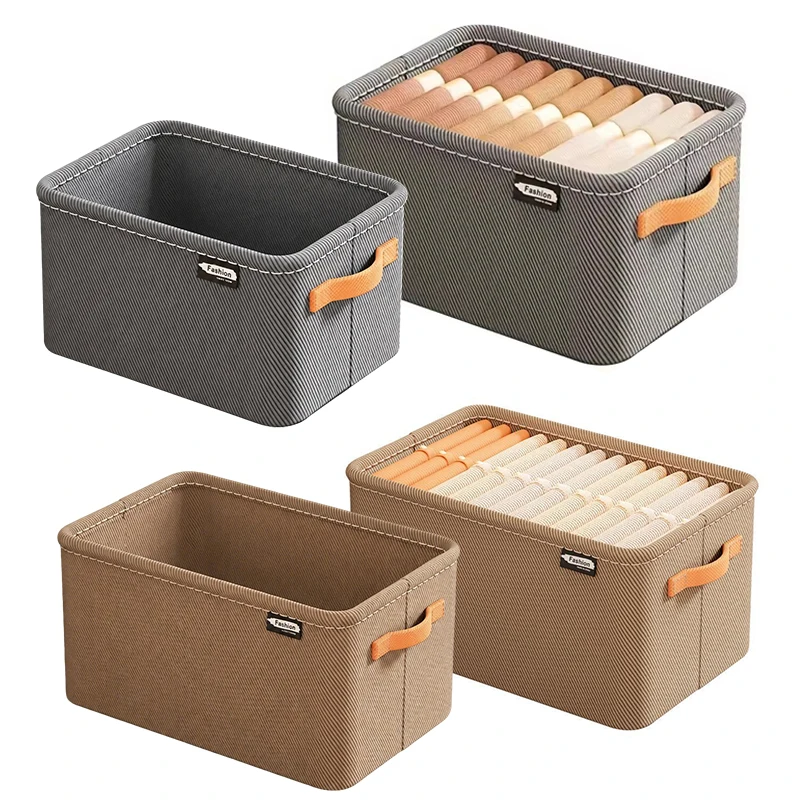 1PC Foldable Clothes Organizer Cabinet Drawer Sort Storage Box Beige Grey Colors Available Steel Frame Container with Handle ZYF