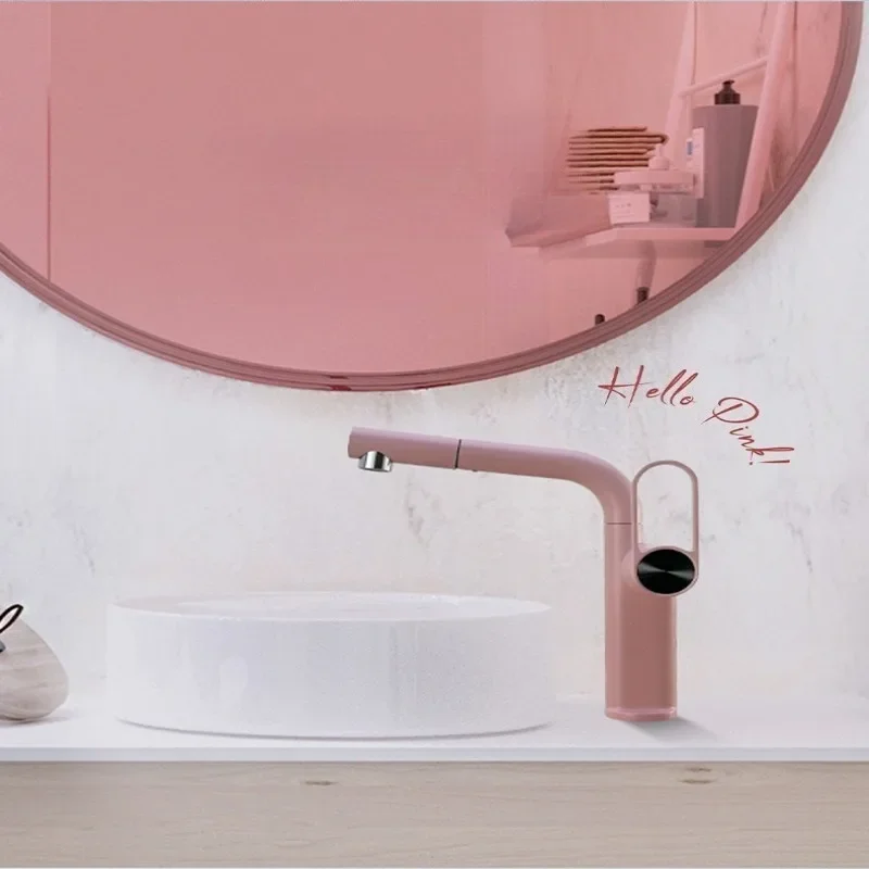 Bathroom Vanity Sink Tap Pull Out Sprayer Hot Cold Mixer Anti-Splash Basin Faucet Sink Tap