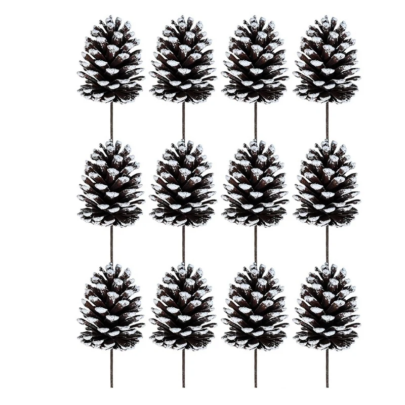 

12Pcs Natural Pine Cone Picks Christmas Pinecone With Wired Stems 8.3 Inch Tall For Xmas