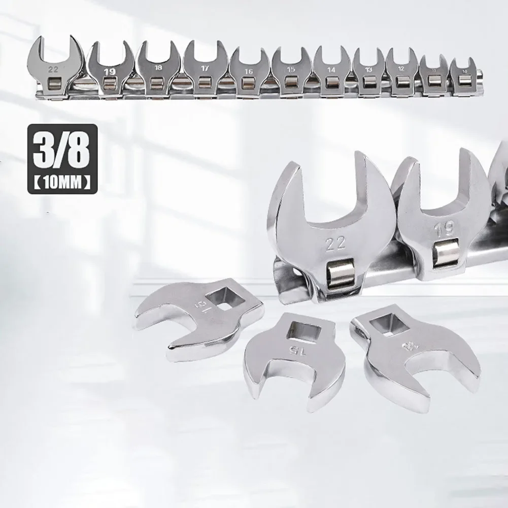 11pcs 10-22mm Metric Crow Foot Open End Wrench Keys 3/8 Inch Drive Wrench Set Processing Automotive Repair Hand Tools Parts