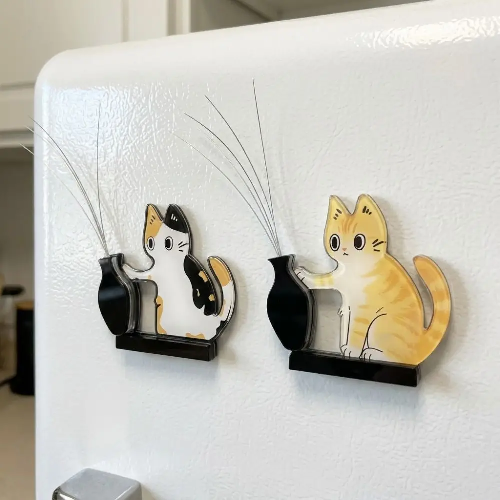 Cartoon Cat Hair Storage Box Kitten Theme Moisture Proof Pet Memorial Fridge Magnet Novelty Dust-proof