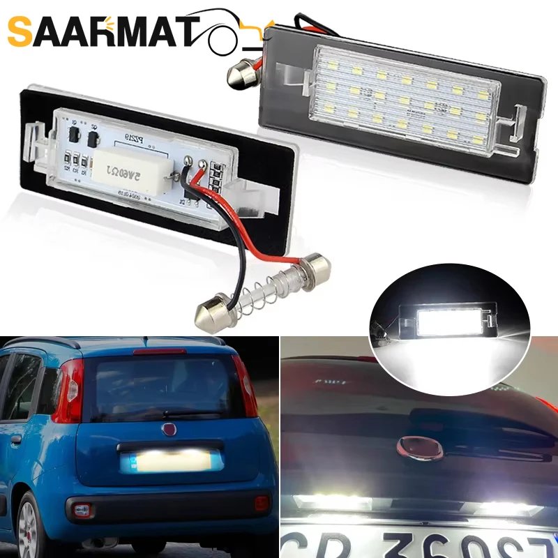 For FIAT Panda MK3 MK4 Typ 169 312 319 2003-2012 CANbus Error Free White LED License Number Plate Light Lamp OEM#:71734797