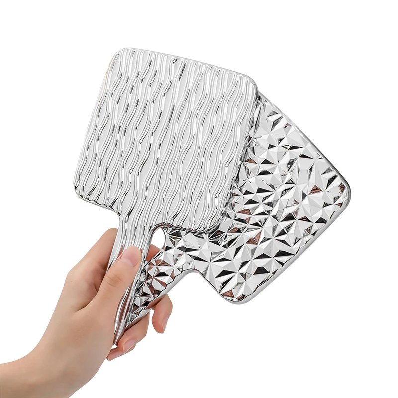 1PCS Square Mirror Mini Hand-held Desktop Cosmetic Mirror Makeup Mirror Travel Metallic Portable Beauty Mirror